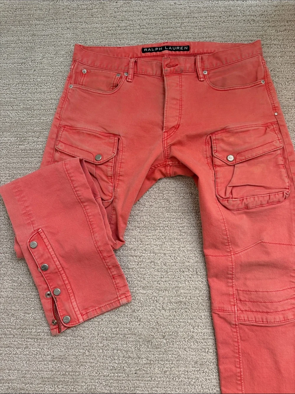 Ralph Lauren Men’s Coral Cargo Moto Jeans Black Label 34x34 slim fit
